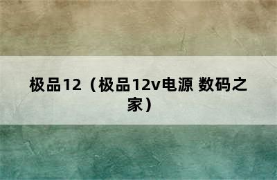 极品12（极品12v电源 数码之家）